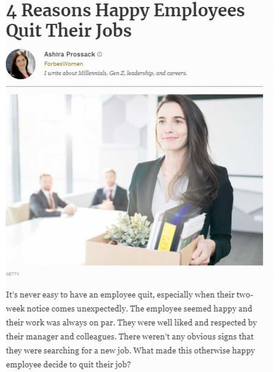 4 reasons happy employees quit their jobs
