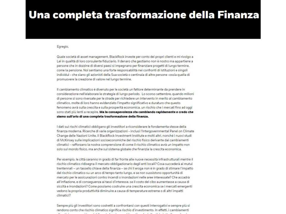 Una completa trasformazione della Finanza