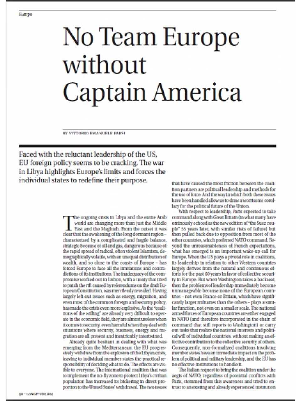 No Team Europe without Captain America