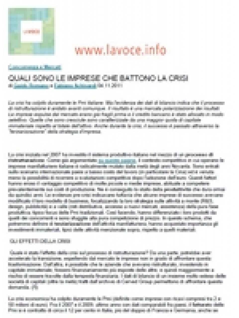 Quali sono le imprese che battono la crisi