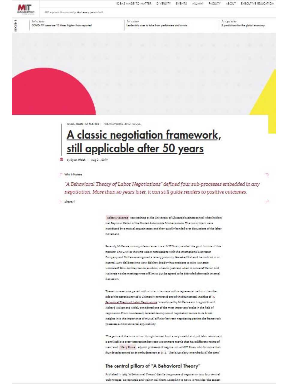 A classic negotiation framework, still applicable after 50 years