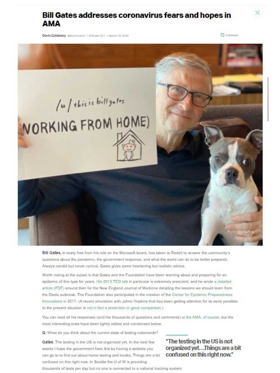 Bill Gates addresses coronavirus fears and hopes in AMA