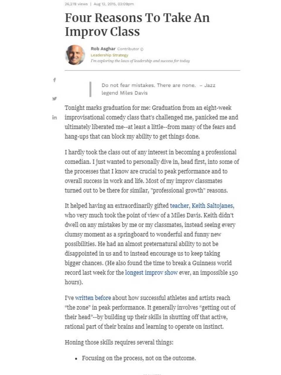 Four Reasons to Take an Improv Class