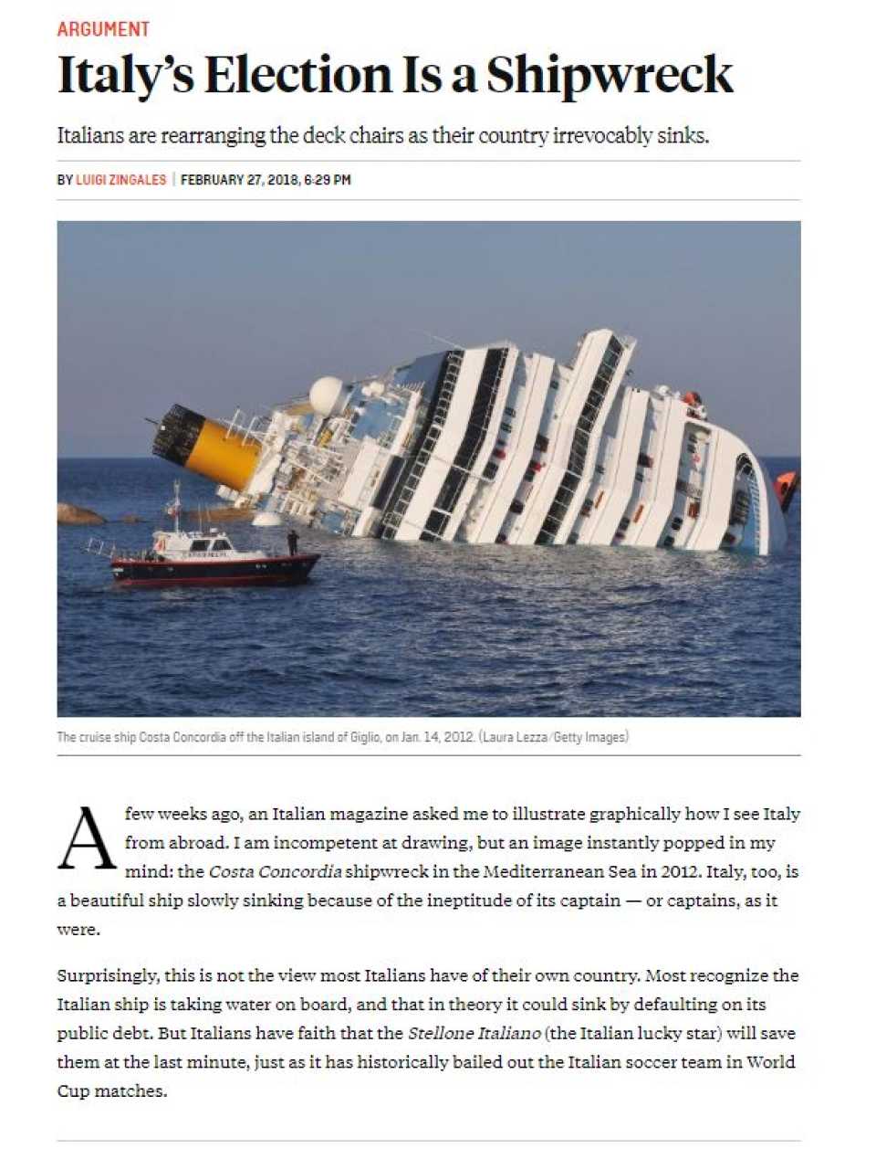 Italy's Election Is a Shipwreck