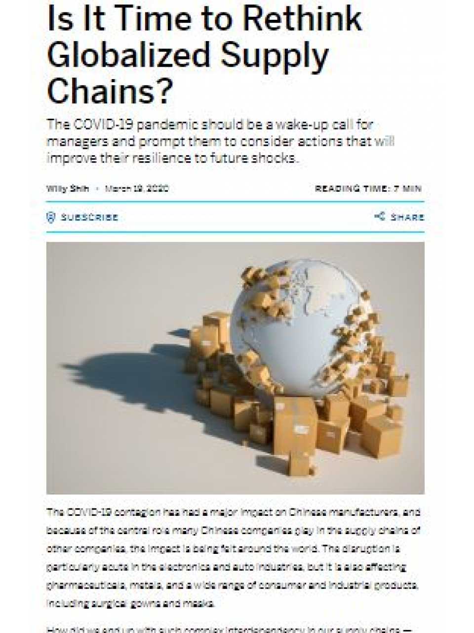 Is It Time to Rethink Globalized Supply Chains?