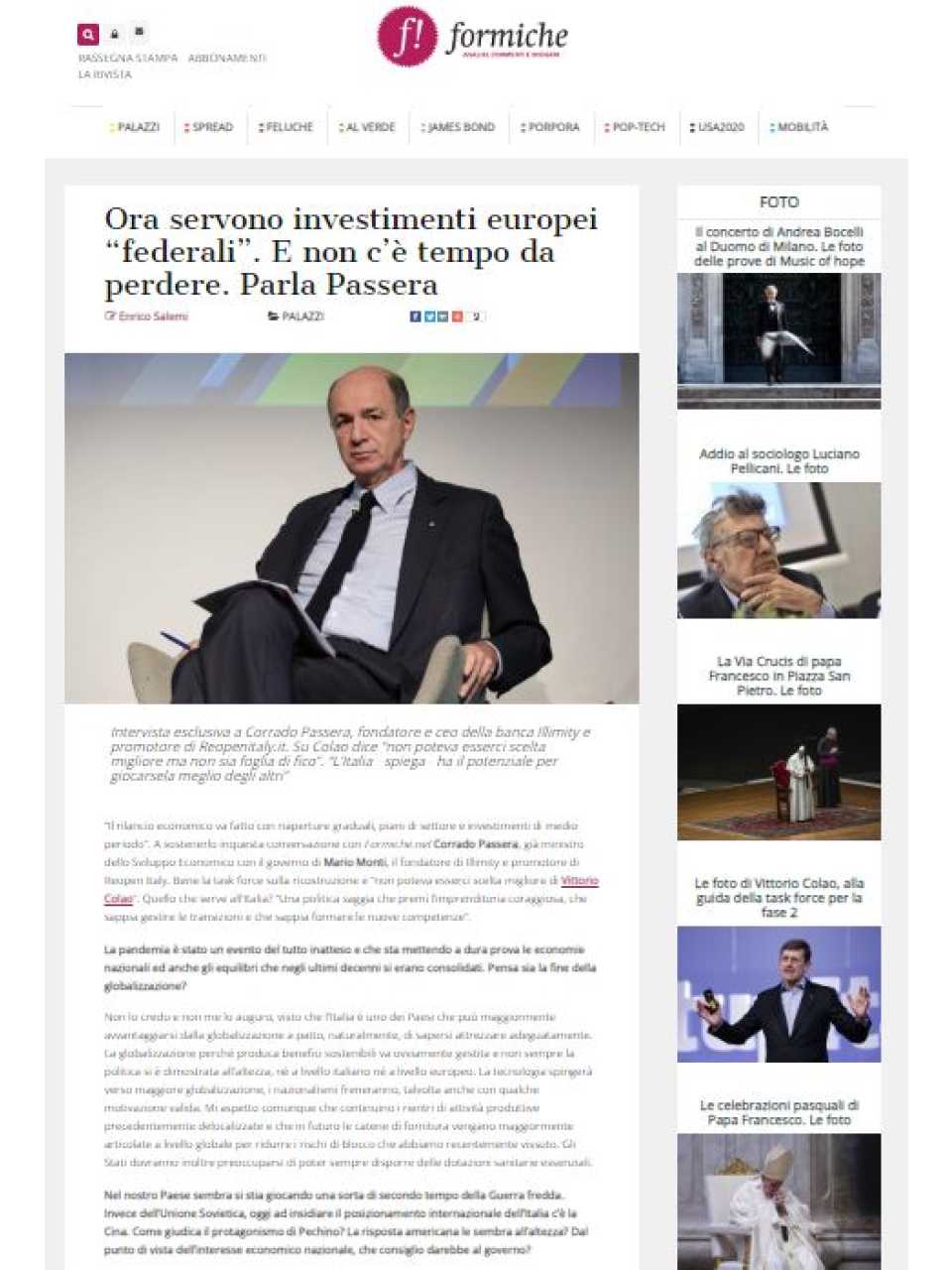 Ora servono investimenti europei “federali”. E non c’è tempo da perdere. Parla Passera