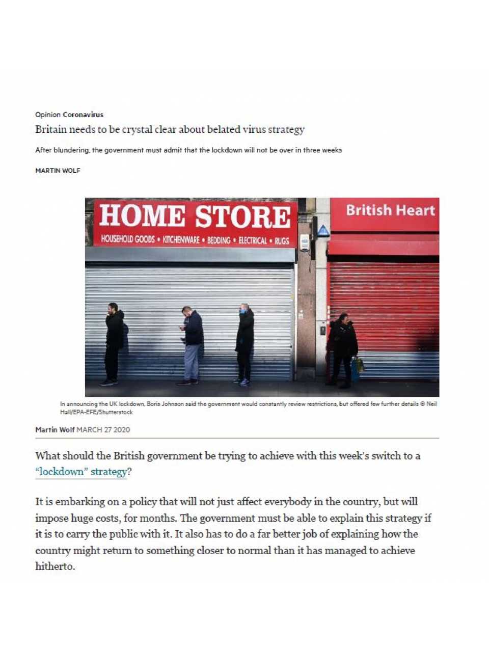 Britain needs to be crystal clear about belated virus strategy