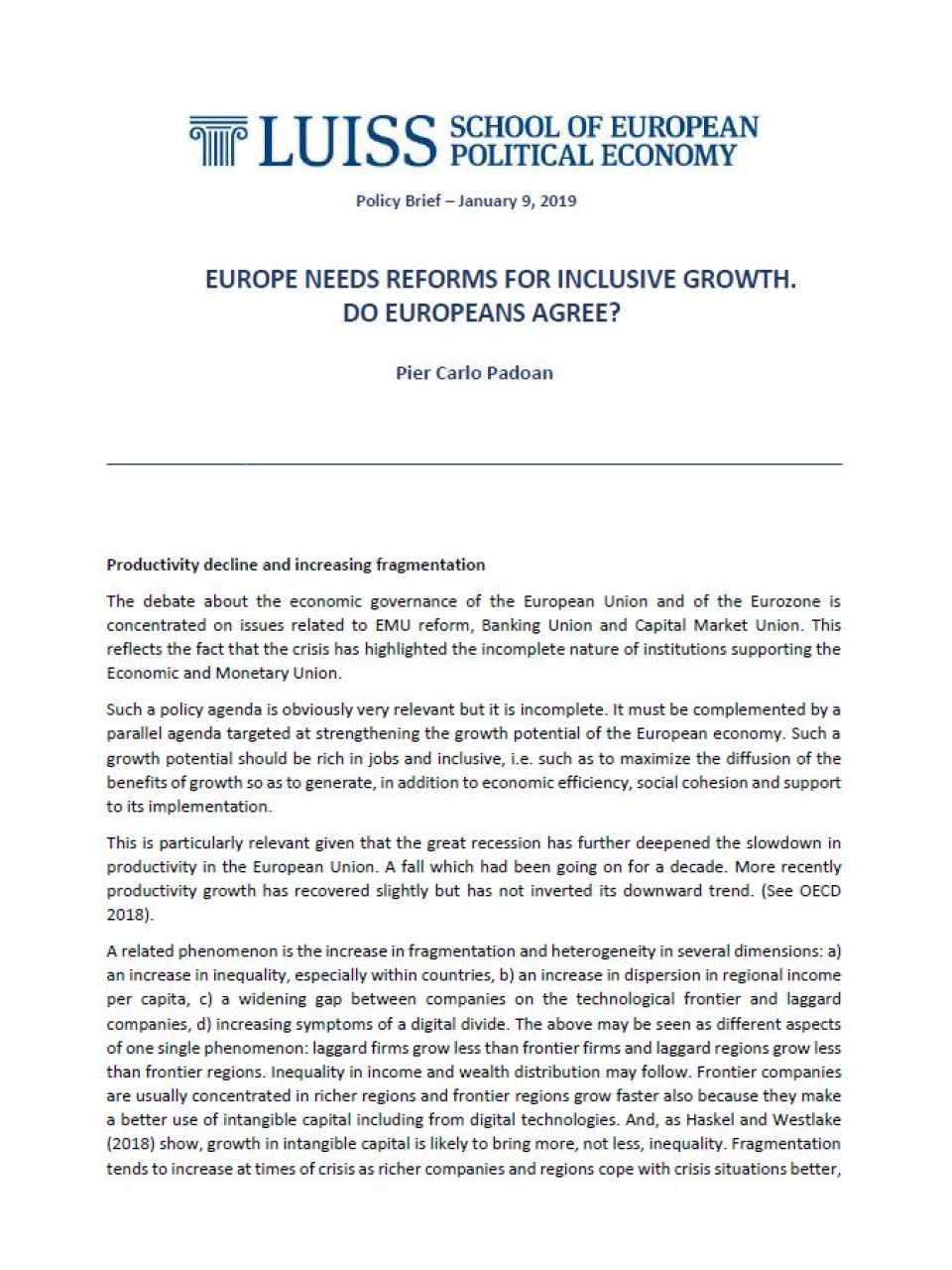 Europe needs reforms for inclusive growth. Do Europeans agree?