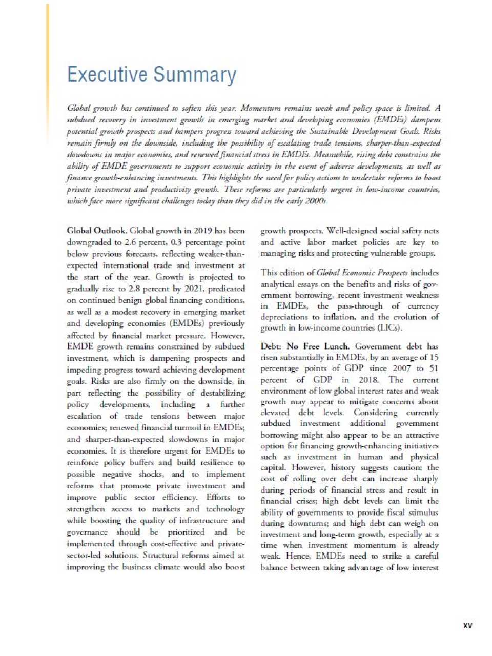 Global economic prospects. Heightened tensions, subdued investment