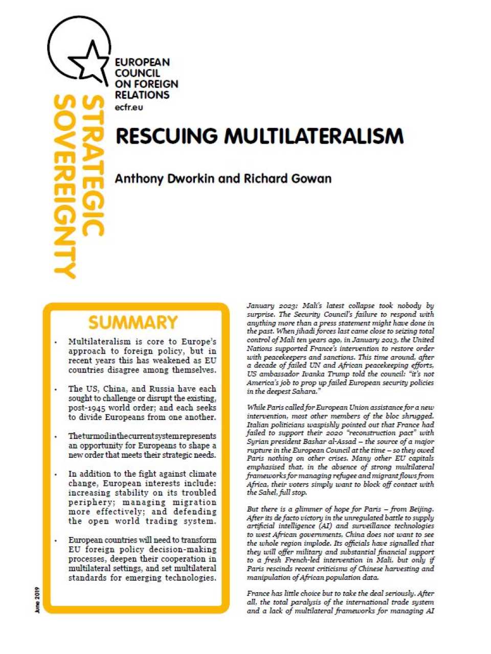 Rescuing multilateralism