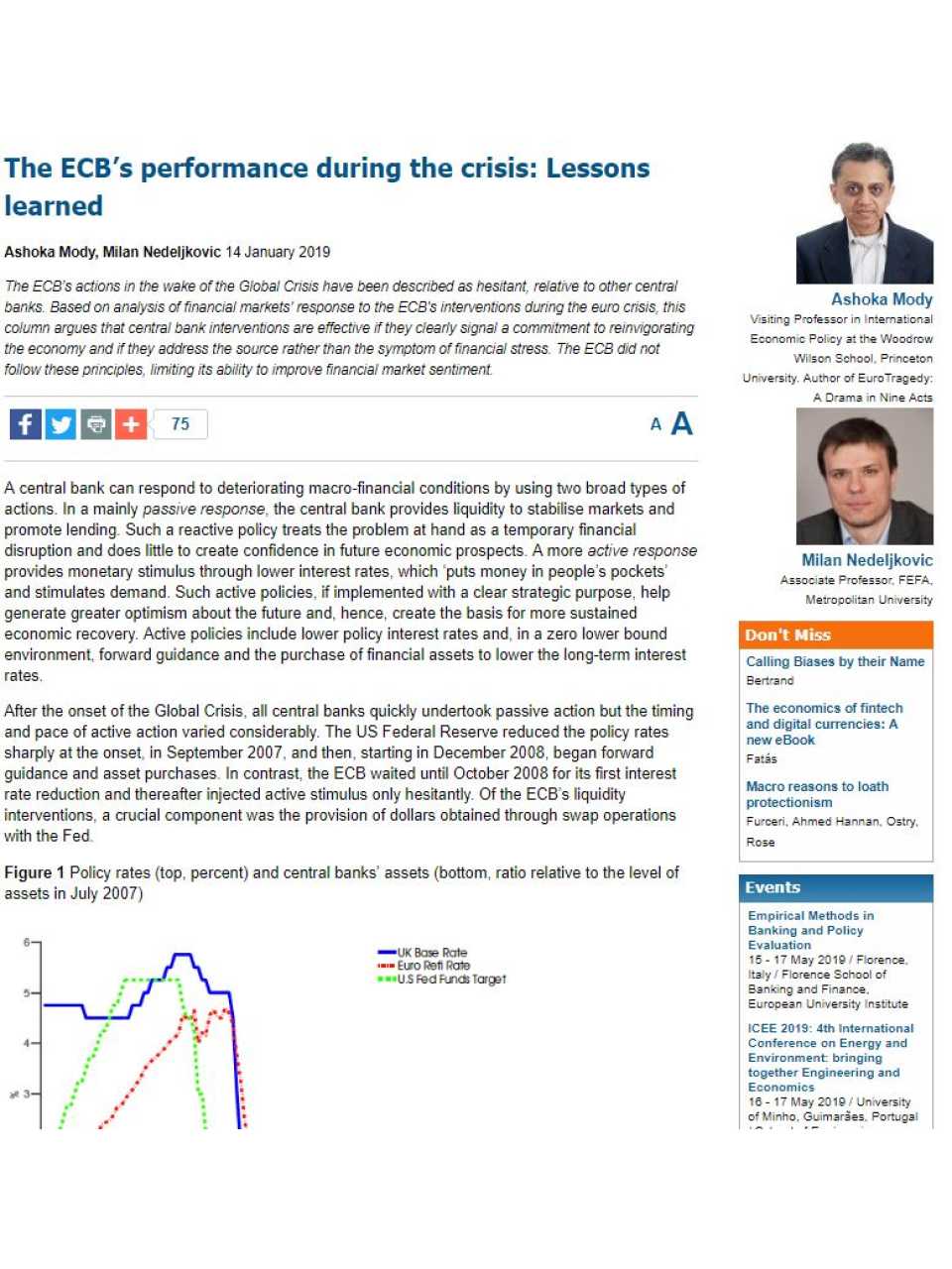 The ECB's performance during the crisis: Lessons learned