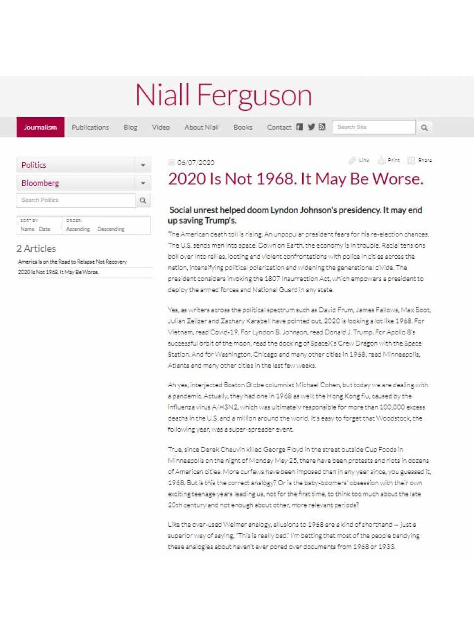 2020 Is Not 1968. It May Be Worse