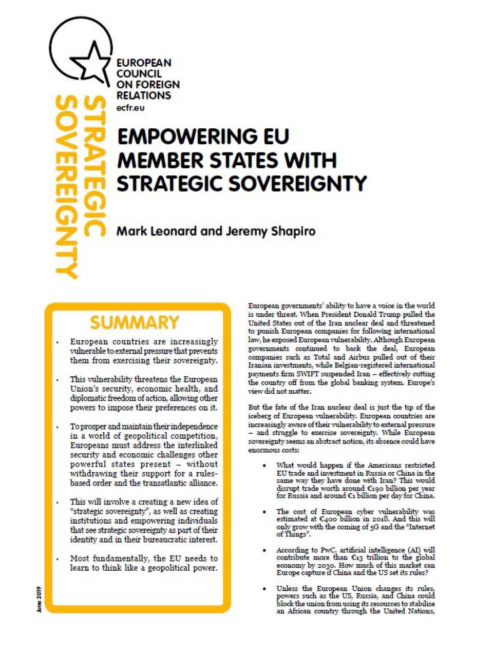 Empowering EU member states with strategic sovereignty