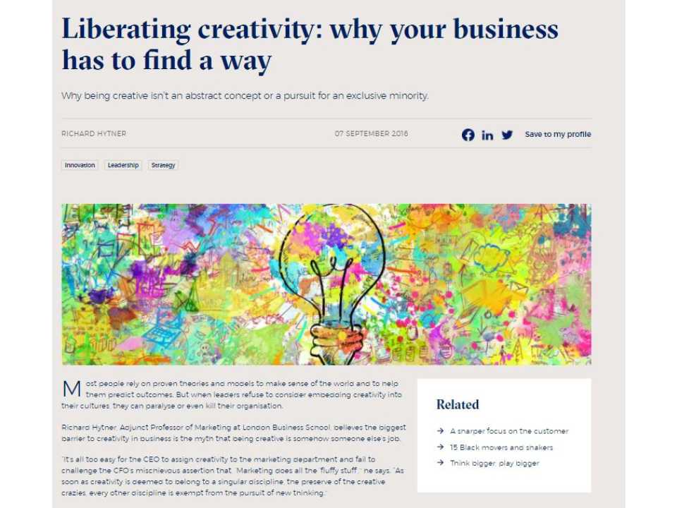 Liberating creativity: why your business has to find a way