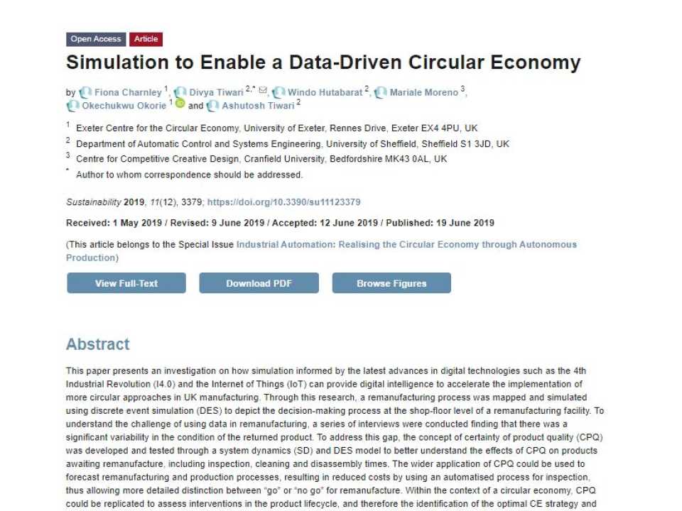 Simulation to enable a data-driven circular economy