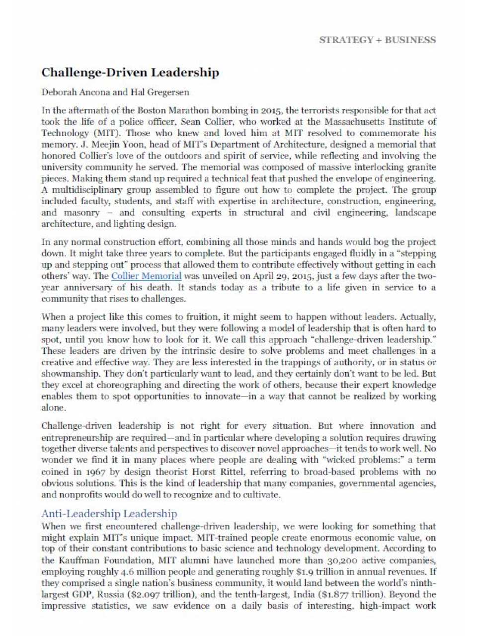 Challenge-Driven Leadership