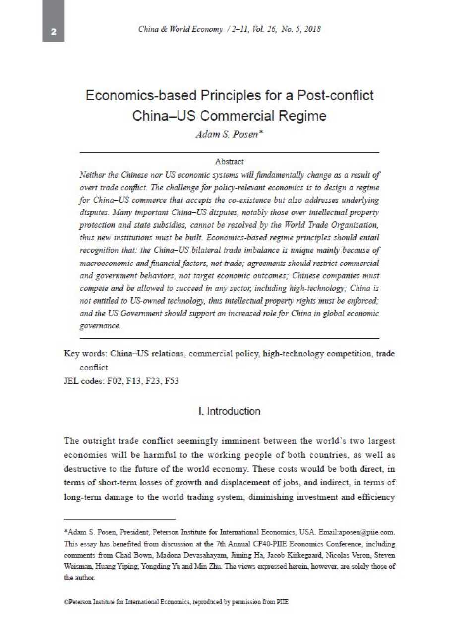 Economics-based Principles for a Post-conflict China-US Commercial Regime