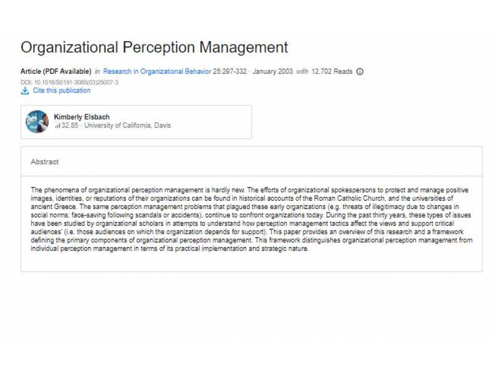 Organizational Perception Management