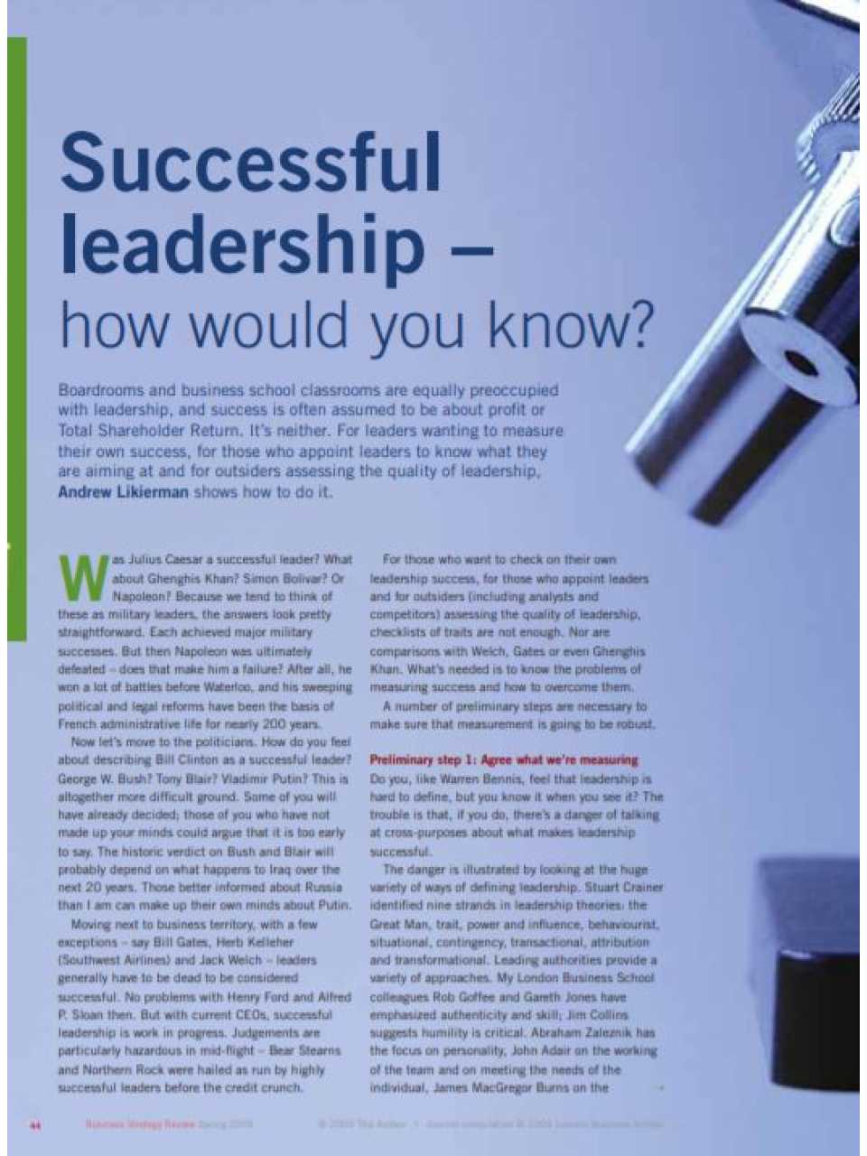 Successful leadership