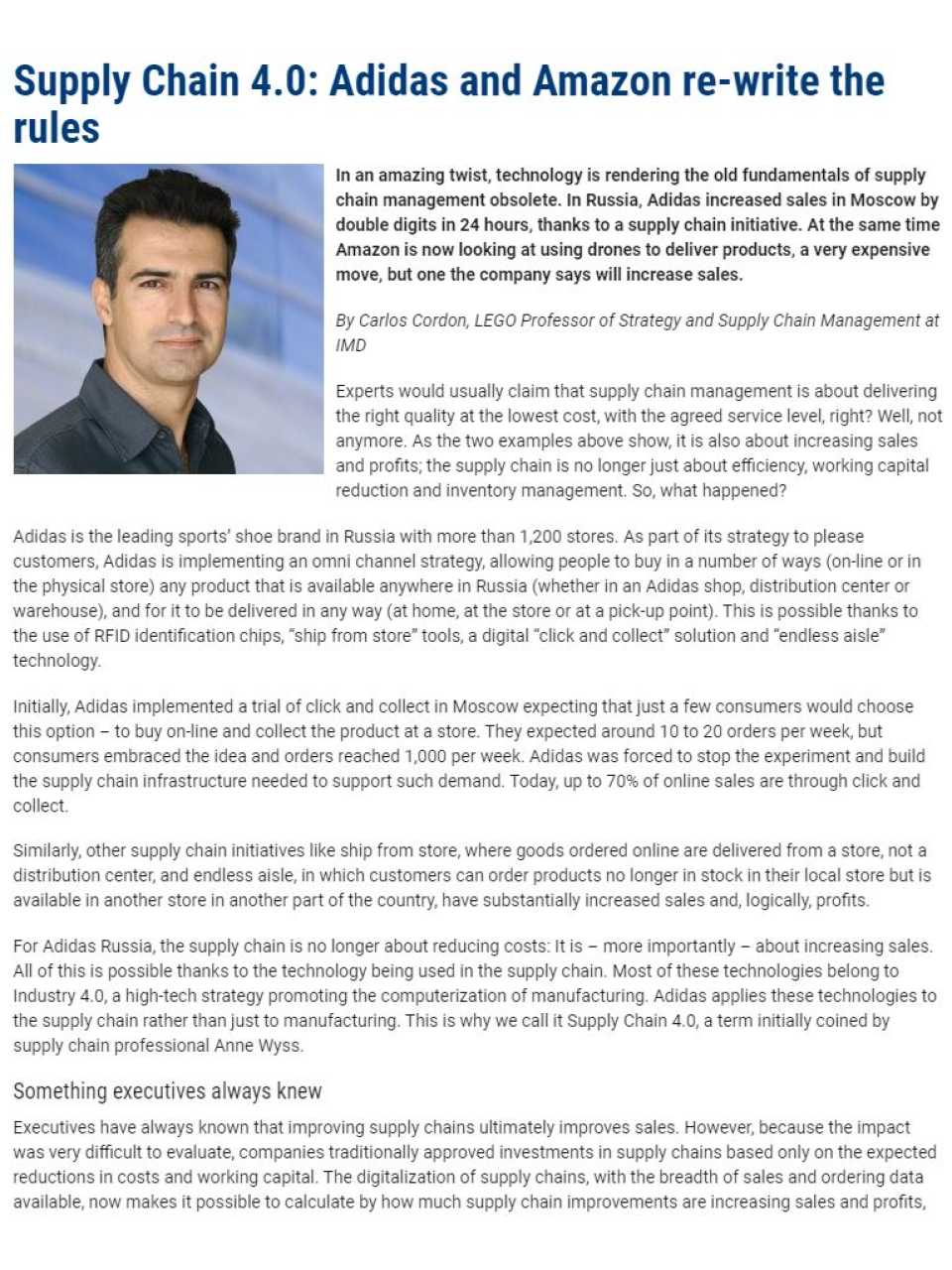 Supply Chain 4.0: Adidas and Amazon re-write the rules