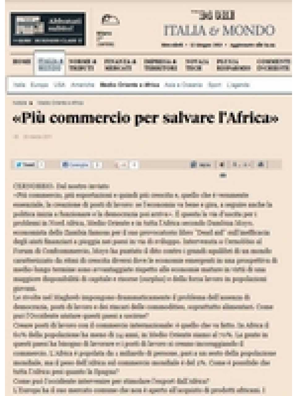 Più commercio per salvare l'Africa