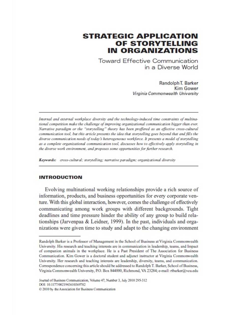 Strategic Application of Storytelling in Organizations