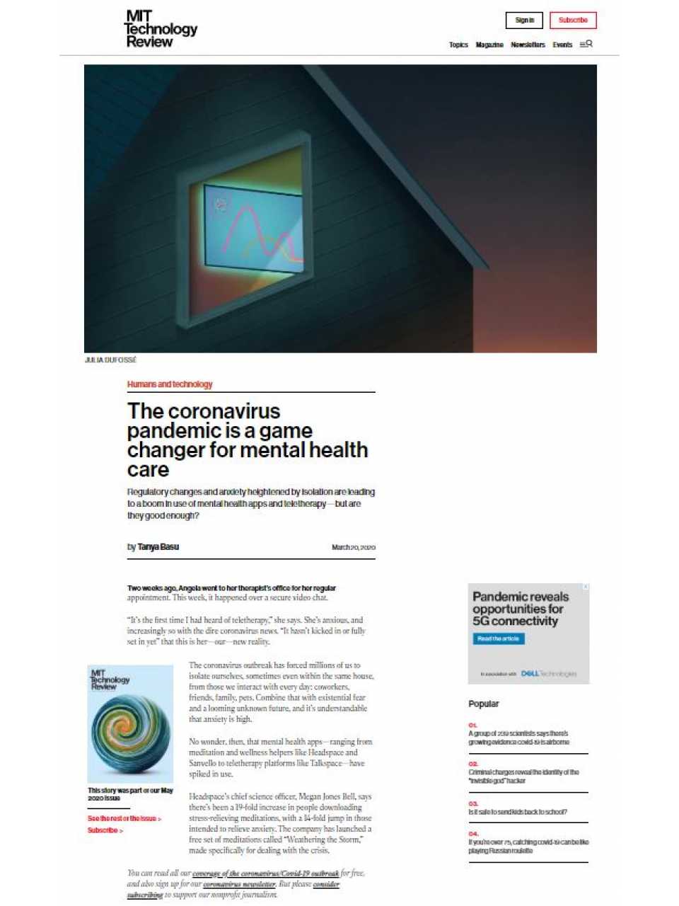 Telehealth - The coronavirus pandemic is a game changer for mental health care