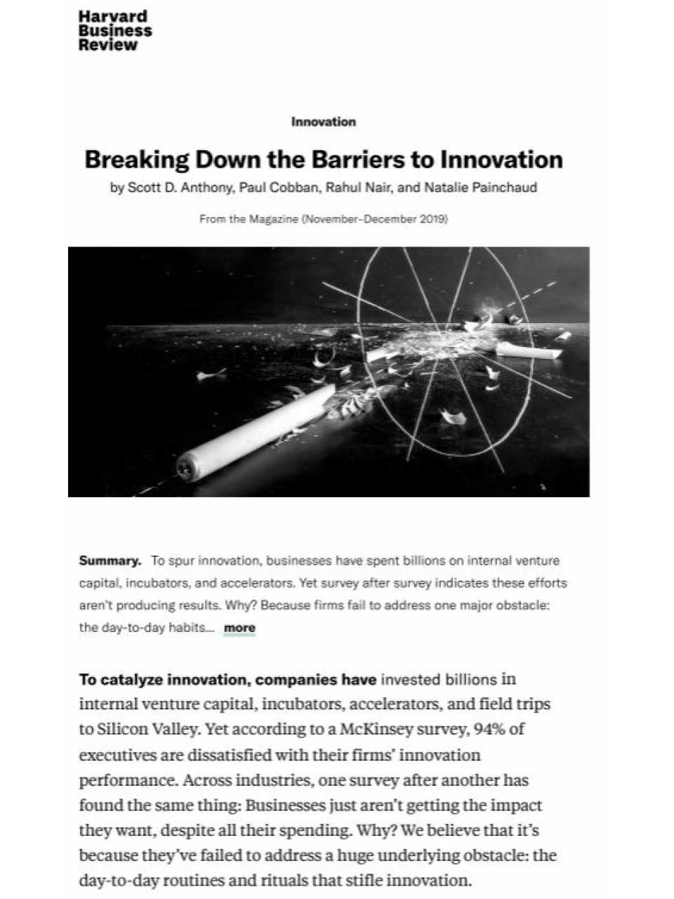 Breaking down the barriers to innovation