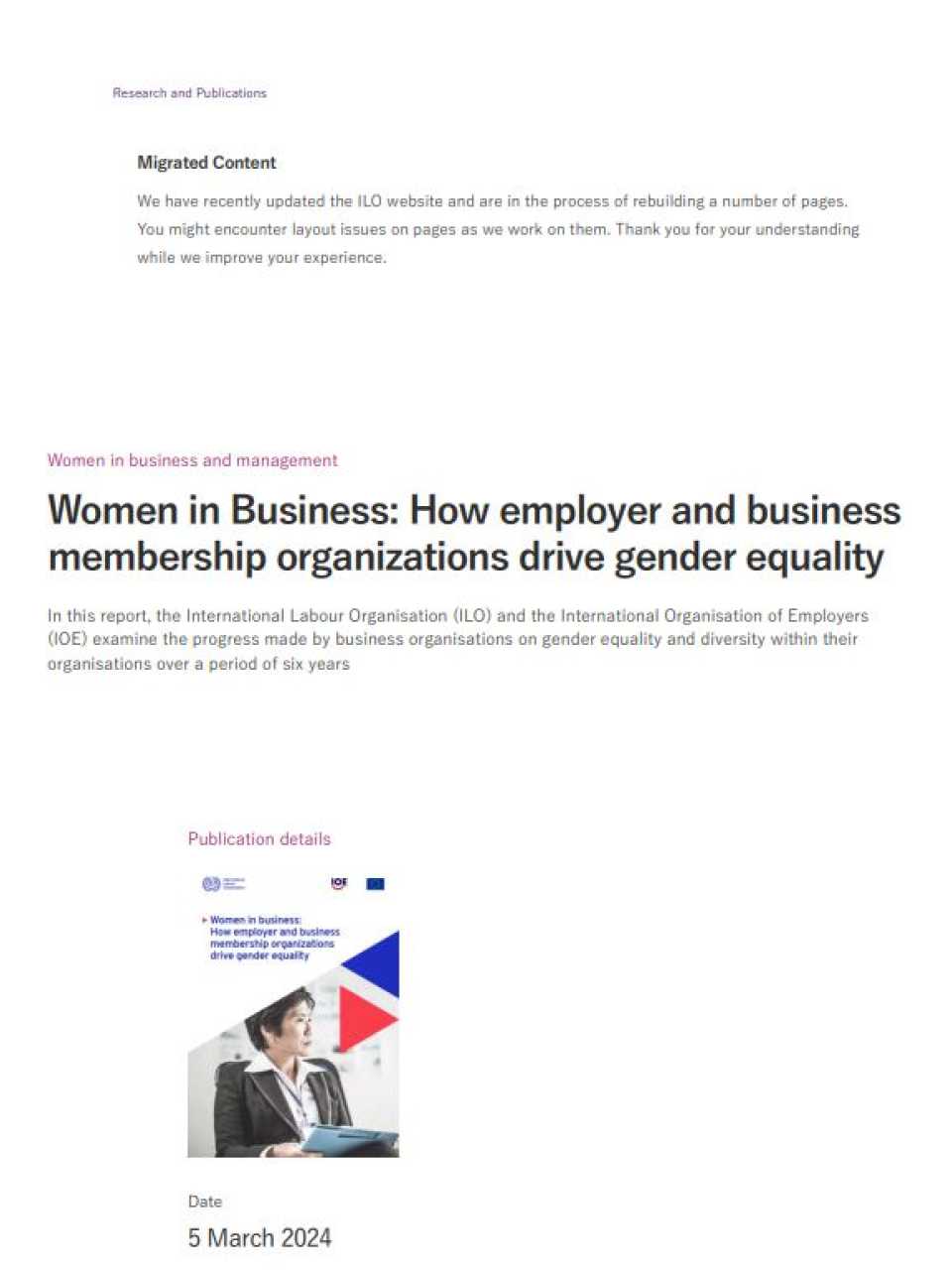 Women in Business: How employer and business membership organizations drive gender equality