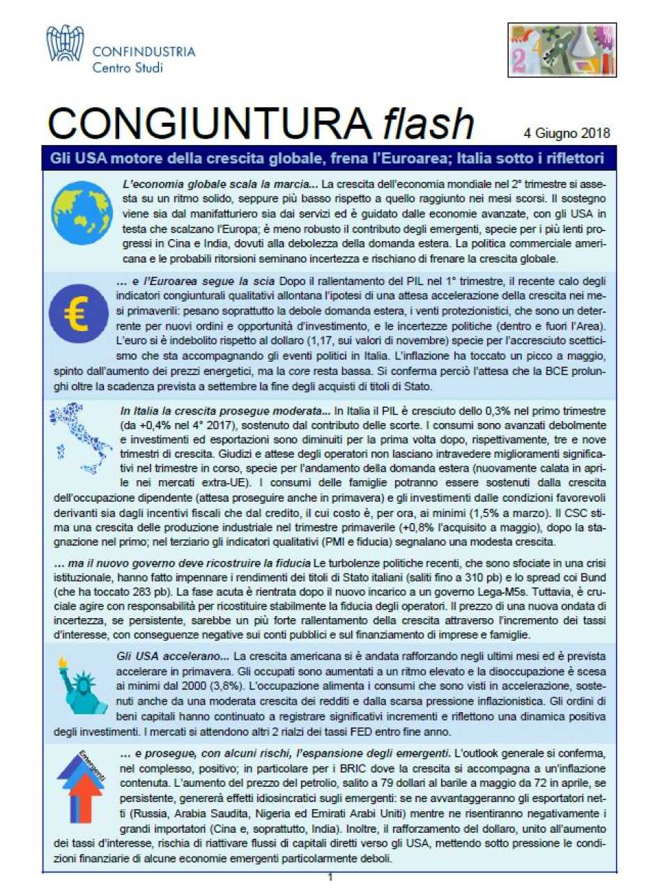 Gli USA motore della crescita globale, frena l'Euroarea: Italia sotto i riflettori