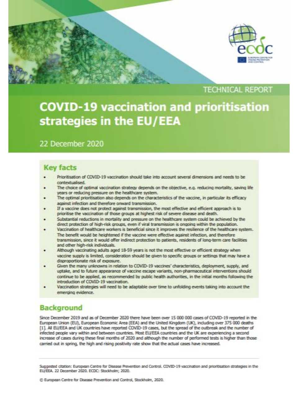COVID-19 vaccination and prioritisation strategies in the EU/EEA