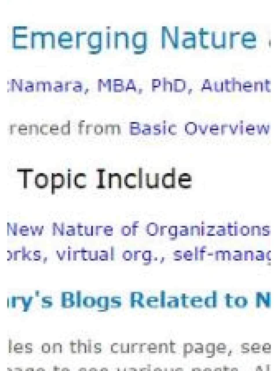 Emerging nature and new organizational structures