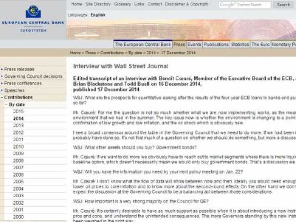 Interview with Benoit Coeuré