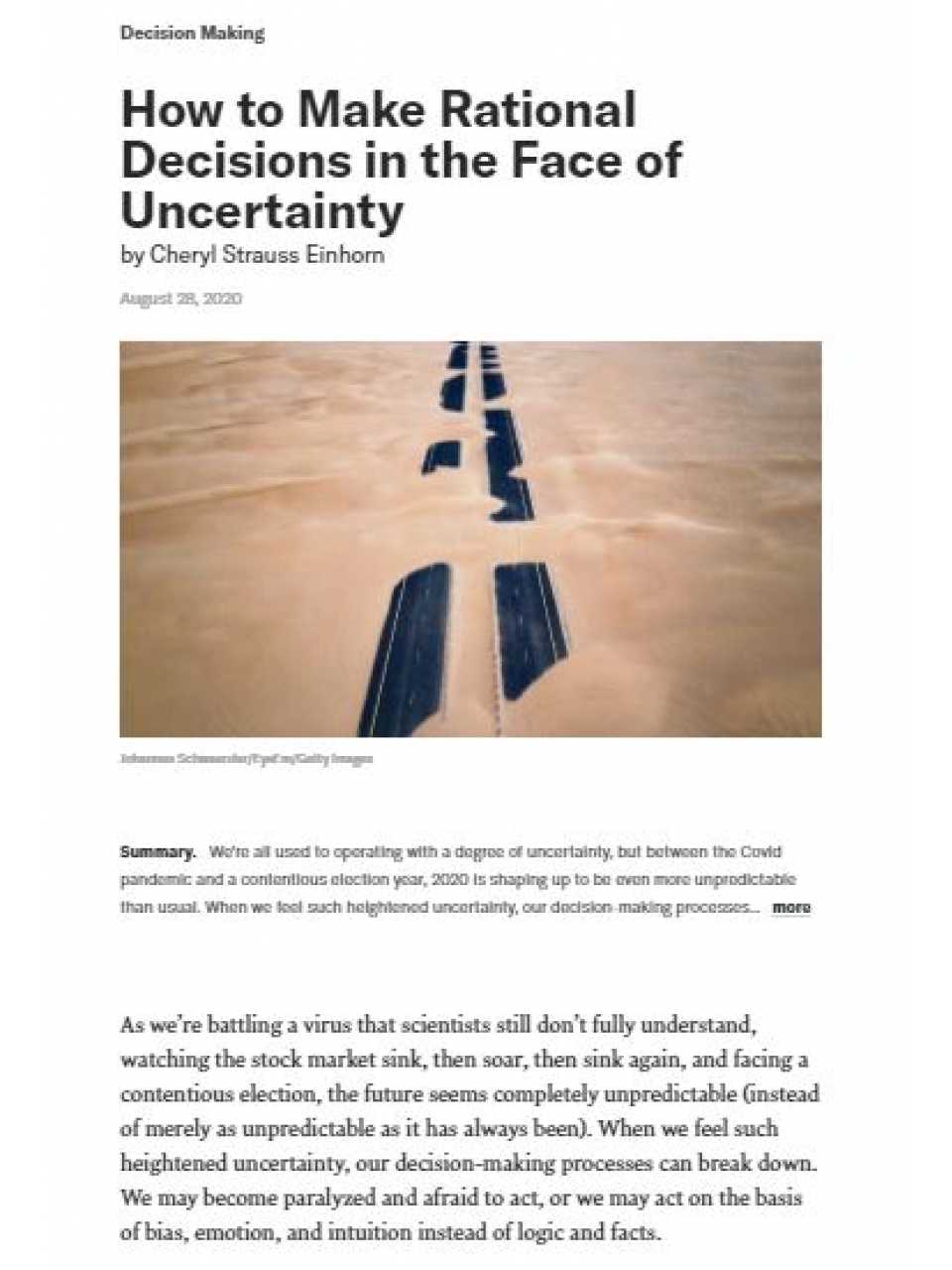How to make rational decisions in the Face of uncertainty