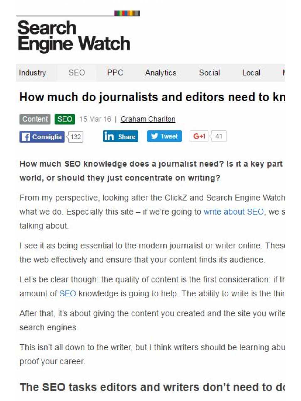 HOW MUCH DO JOURNALISTS AND EDITORS NEED TO KNOW ABOUT SEO?