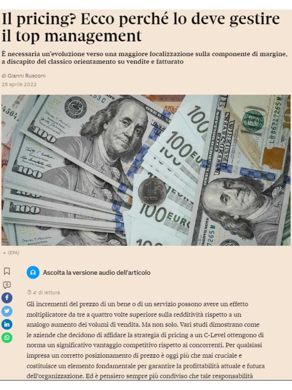 Il pricing? Ecco perché lo deve gestire il top management