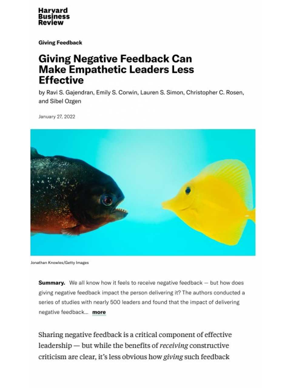 Giving Negative Feedback Can Make Empathetic Leaders Less Effective