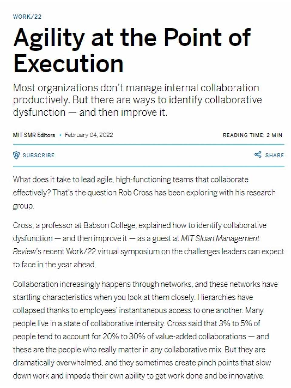 Agility at the Point of Execution