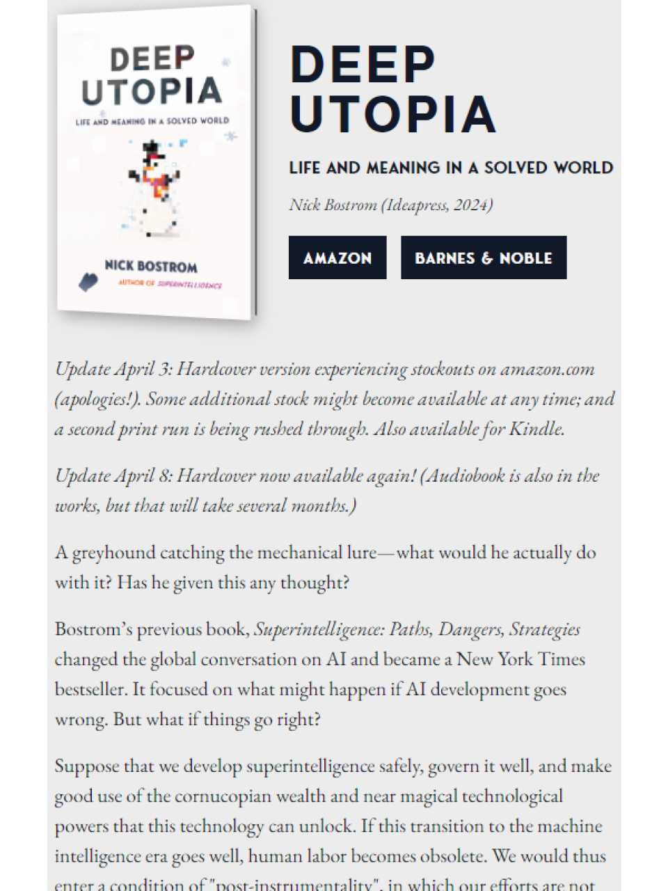 WEBINAR LIVE
Deep Utopia: come l’IA cambierà l’umanità