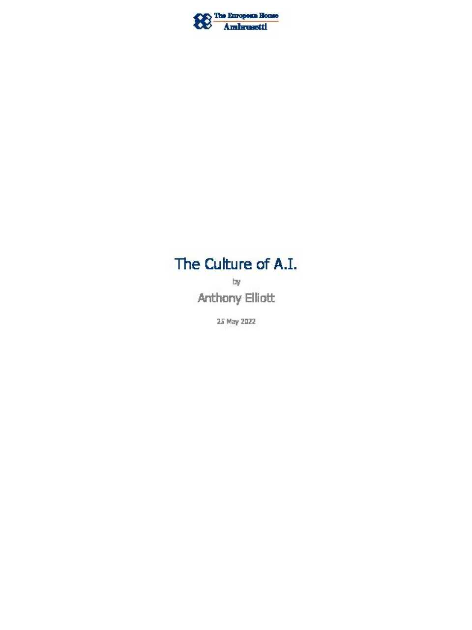 The Culture of A.I.
