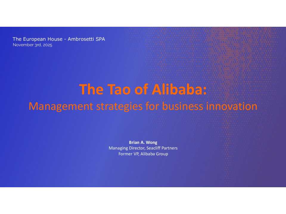 WEBINAR LIVE
The Tao of Alibaba: management strategies for business innovation