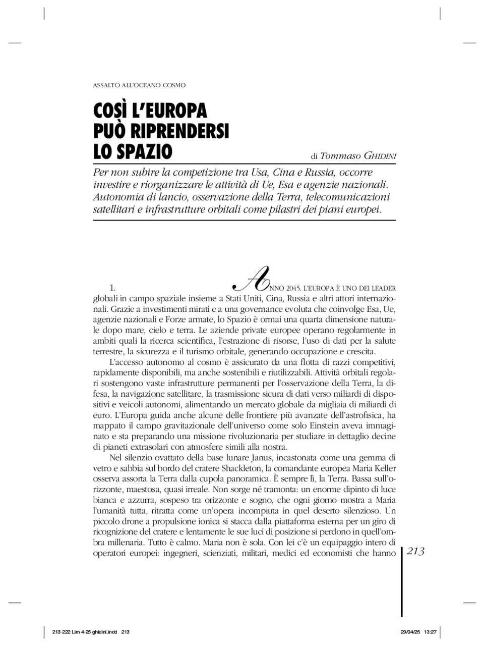 Così l'Europa può riprendersi lo spazio