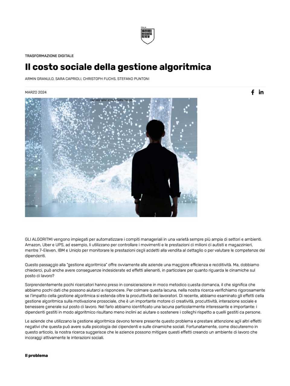 Il costo sociale della gestione algoritmica