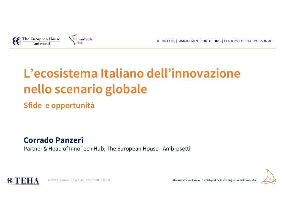 L’ecosistema Italiano dell’innovazione nello scenario globale