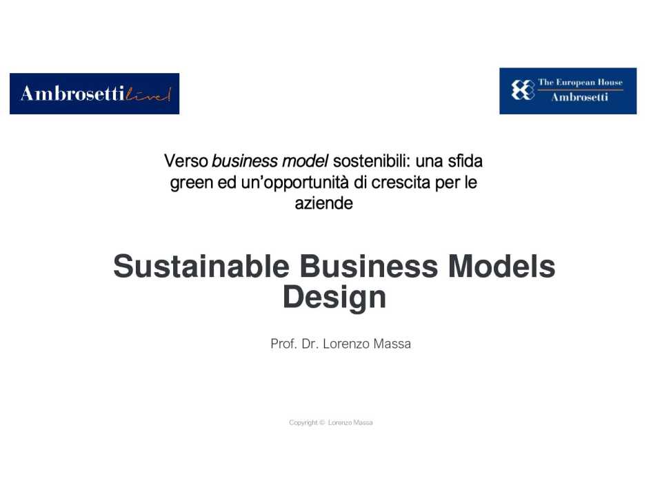 WEBINAR LIVE
Verso business model sostenibili: una sfida green ed un’opportunità di crescita per le aziende