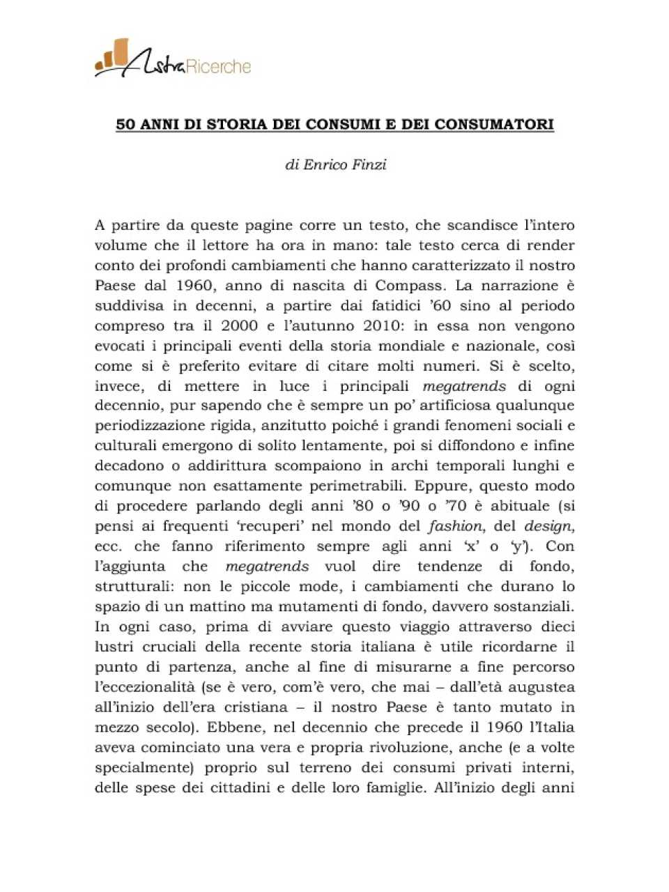 50 anni di storia dei consumi e dei consumatori