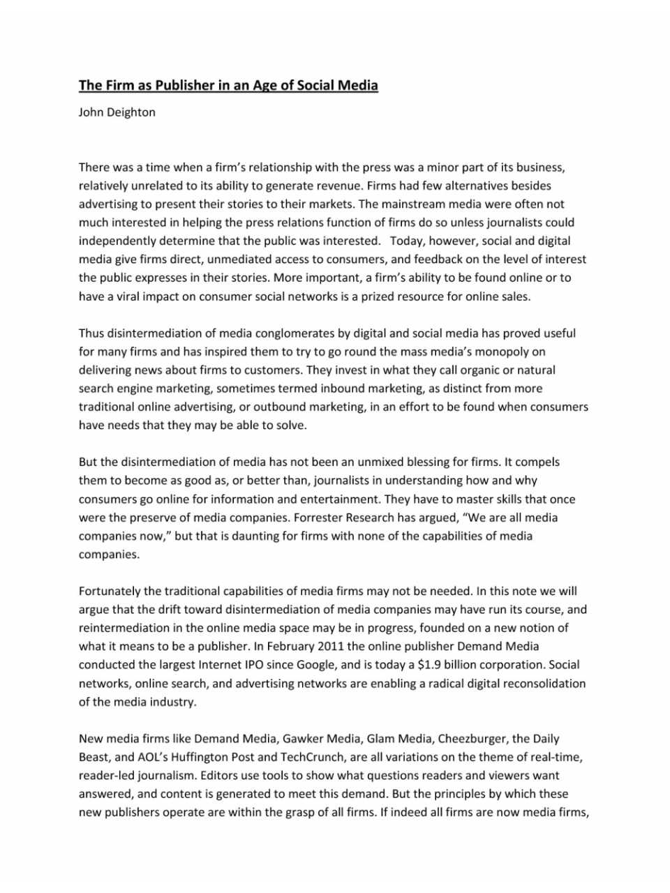 The firm as publisher in an age of social media