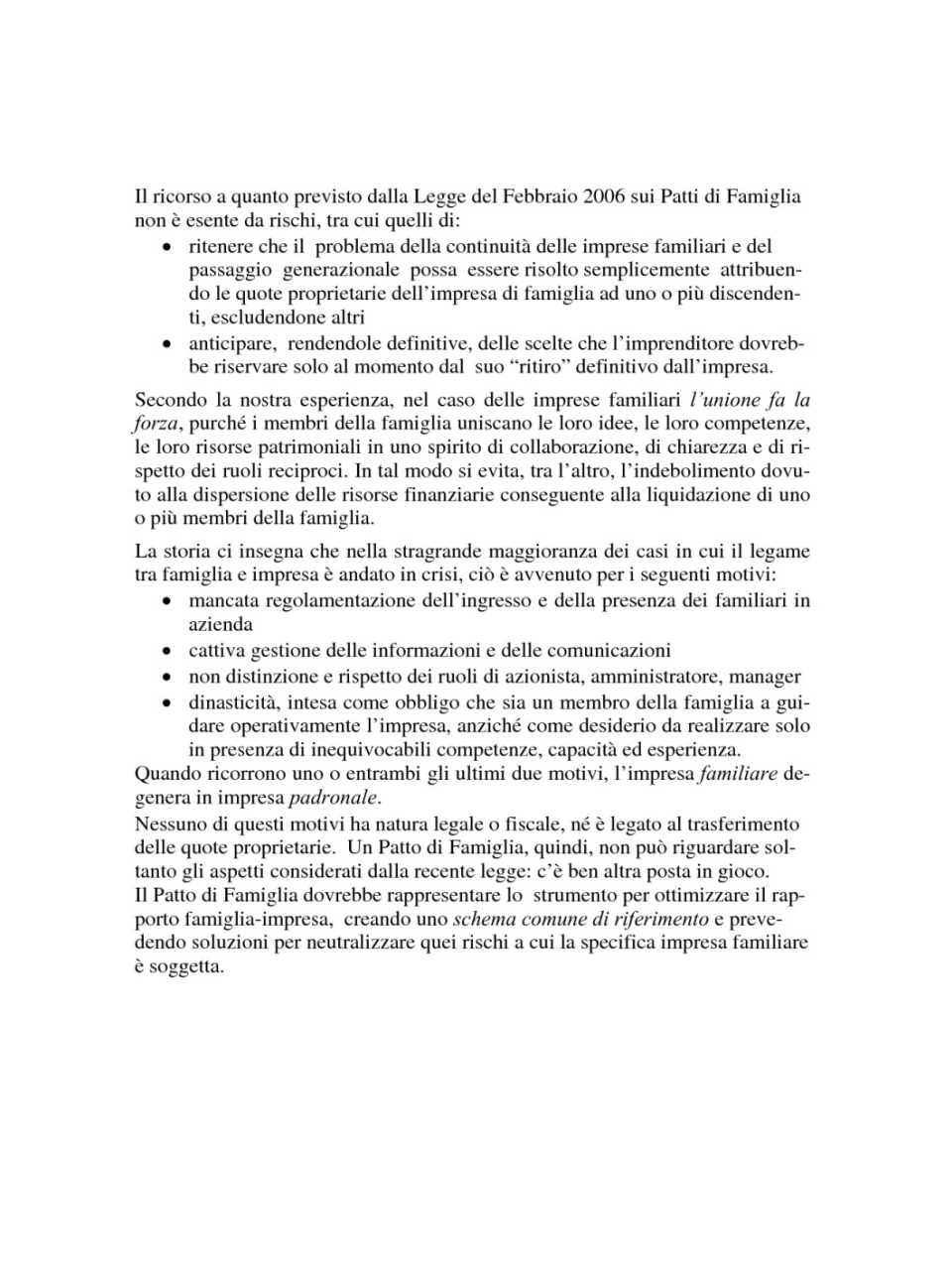Il patto di famiglia