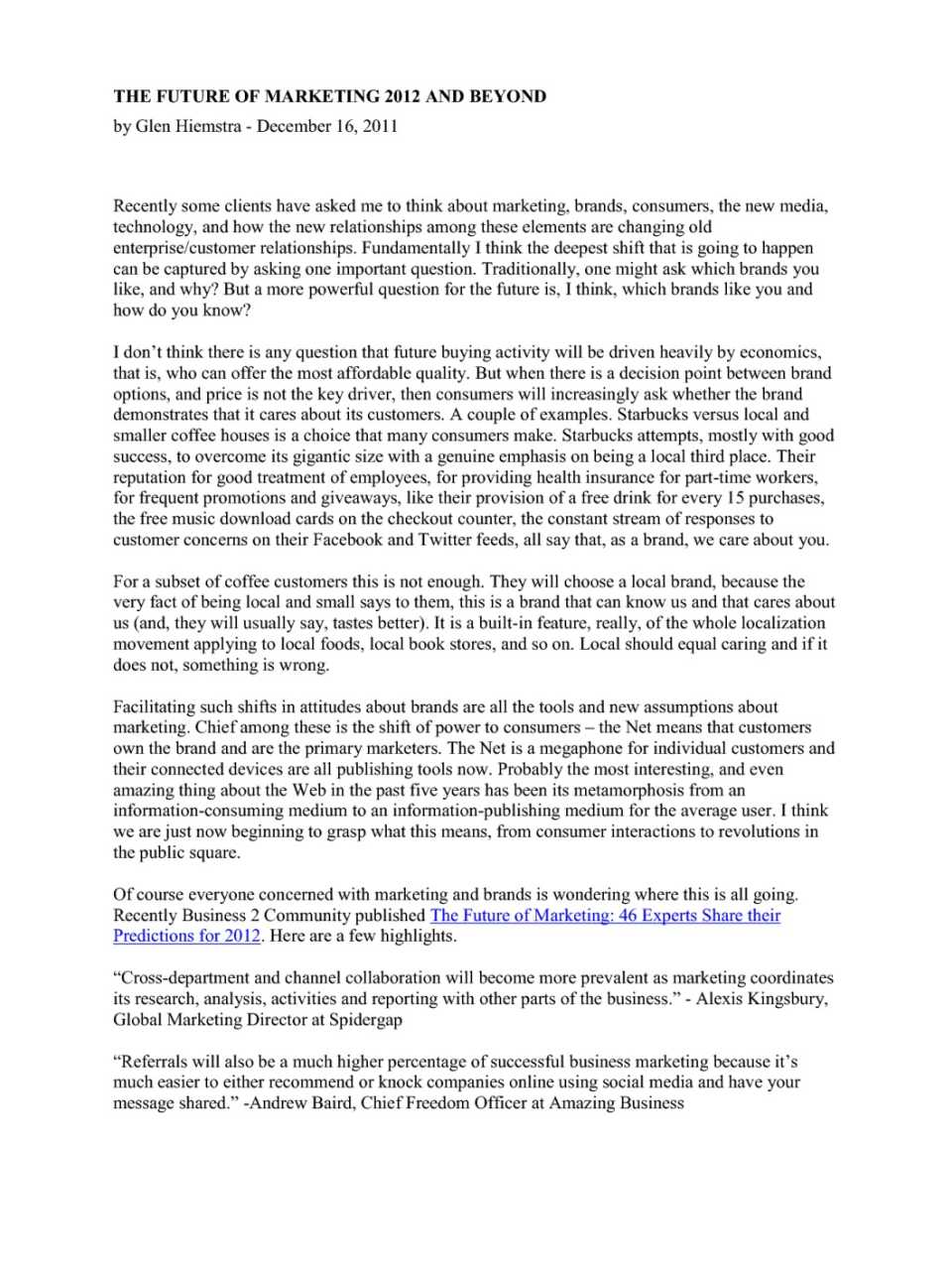 The future of marketing 2012 and beyond