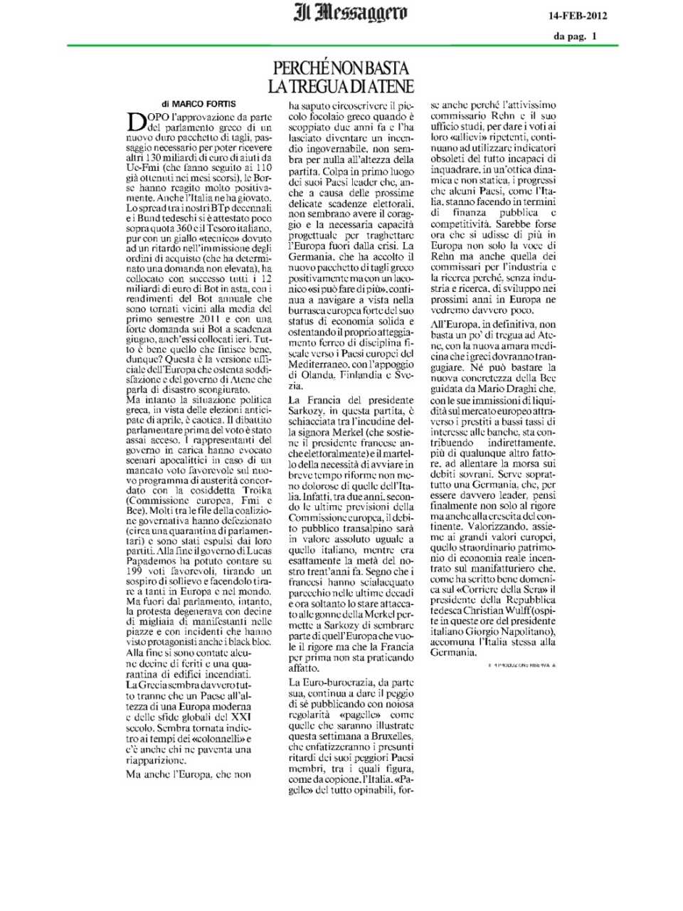 Perchè non basta la tregua di Atene